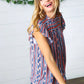 Navy & Orange Boho Stripe Flutter Sleeve Top - DAVERRI FASHIONS