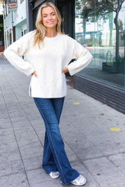 Classic Elegance Ivory Fuzzy Soft Knit Sweater | Daverri Fashions