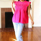Love Life Cotton Fuchsia Frill Mock Neck Flutter Sleeve Top - DAVERRI FASHIONS