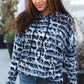 Casual Chic Blue & Black Animal Print Stripe Hoodie - DAVERRI FASHIONS