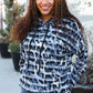 Casual Chic Blue & Black Animal Print Stripe Hoodie - DAVERRI FASHIONS