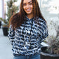 Casual Chic Blue & Black Animal Print Stripe Hoodie - DAVERRI FASHIONS