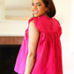 Love Life Cotton Fuchsia Frill Mock Neck Flutter Sleeve Top - DAVERRI FASHIONS