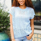Bibi Blue Dolman Short Sleeve Pointelle Knit Sweater - DAVERRI FASHIONS