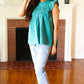 Love Life Cotton Turquoise Frill Mock Neck Flutter Sleeve Top - DAVERRI FASHIONS