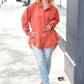 Everyday Rust Button Down Sharkbite Cotton Tunic Top - DAVERRI FASHIONS