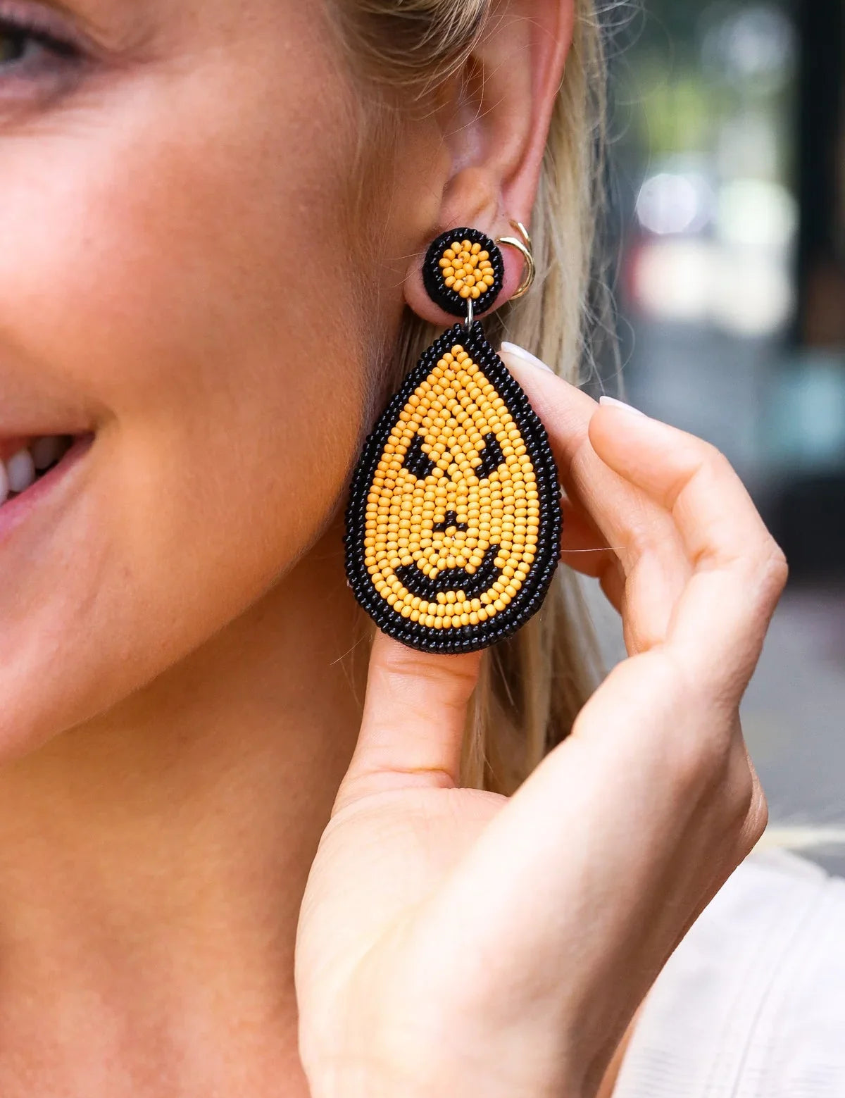 Orange & Black Jack-O-Lantern Teardrop Earrings | 2024 Blow-Out Sale Daverri Fashions