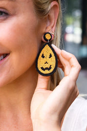 Orange & Black Jack-O-Lantern Teardrop Earrings | 2024 Blow-Out Sale Daverri Fashions