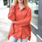 Everyday Rust Button Down Sharkbite Cotton Tunic Top - DAVERRI FASHIONS