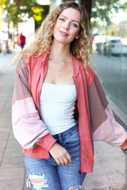 Boldy You Camel Dolman Sleeve Colorblock Knit Bomber Jacket | Daverri Fashions