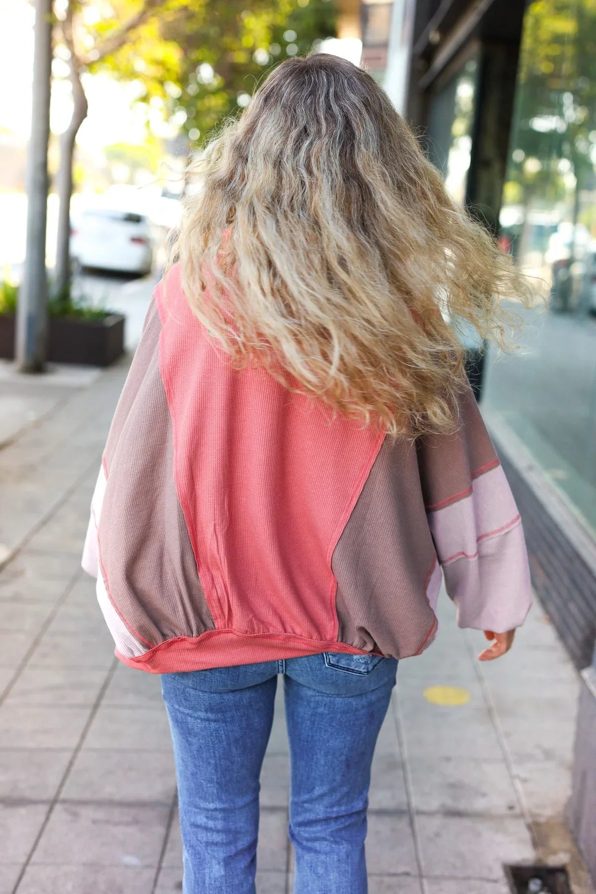 Boldy You Camel Dolman Sleeve Colorblock Knit Bomber Jacket | Daverri Fashions