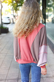 Boldy You Camel Dolman Sleeve Colorblock Knit Bomber Jacket | Daverri Fashions