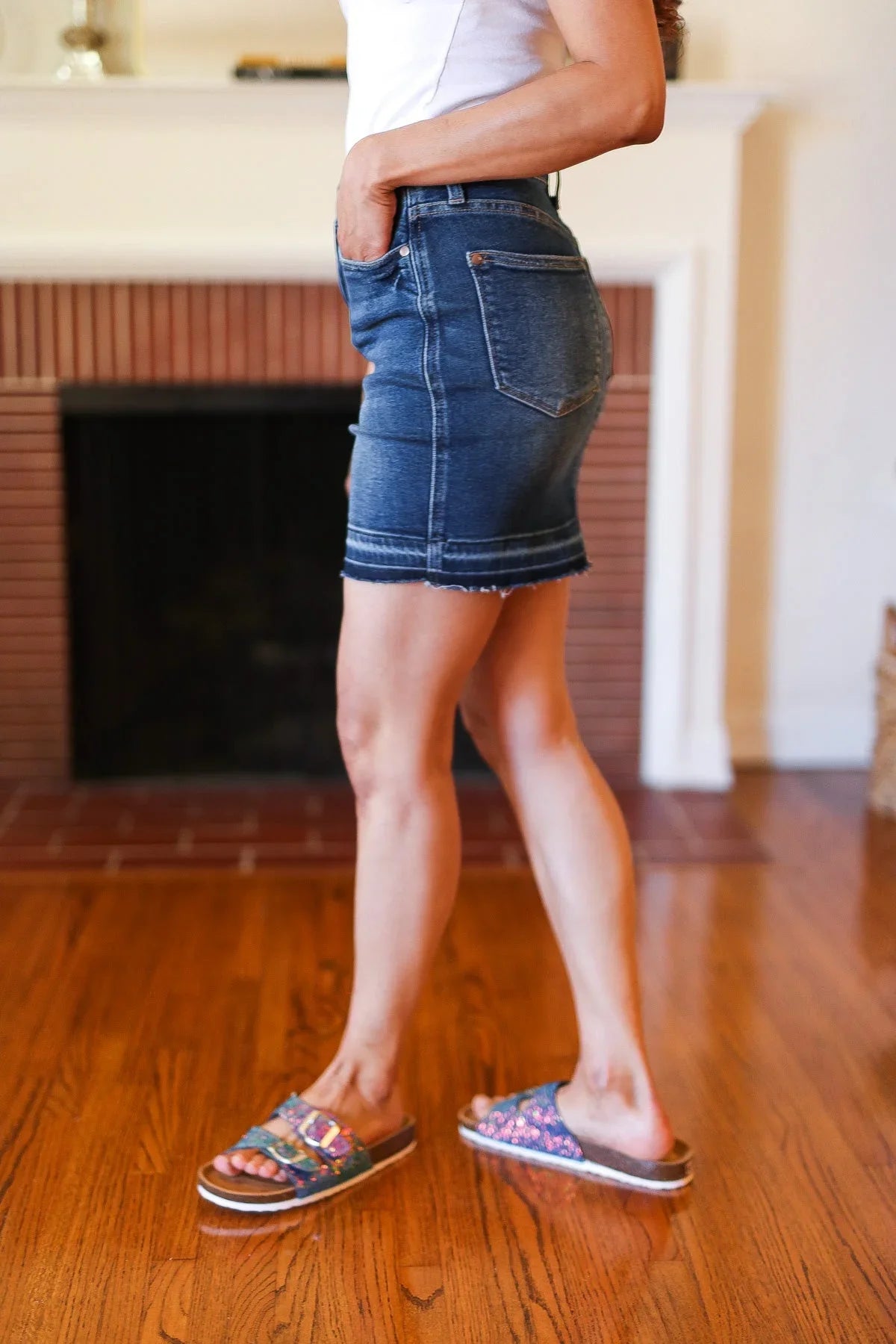 Judy Blue Dark Blue High Waist Release Hem Skirt | Daverri Fashions