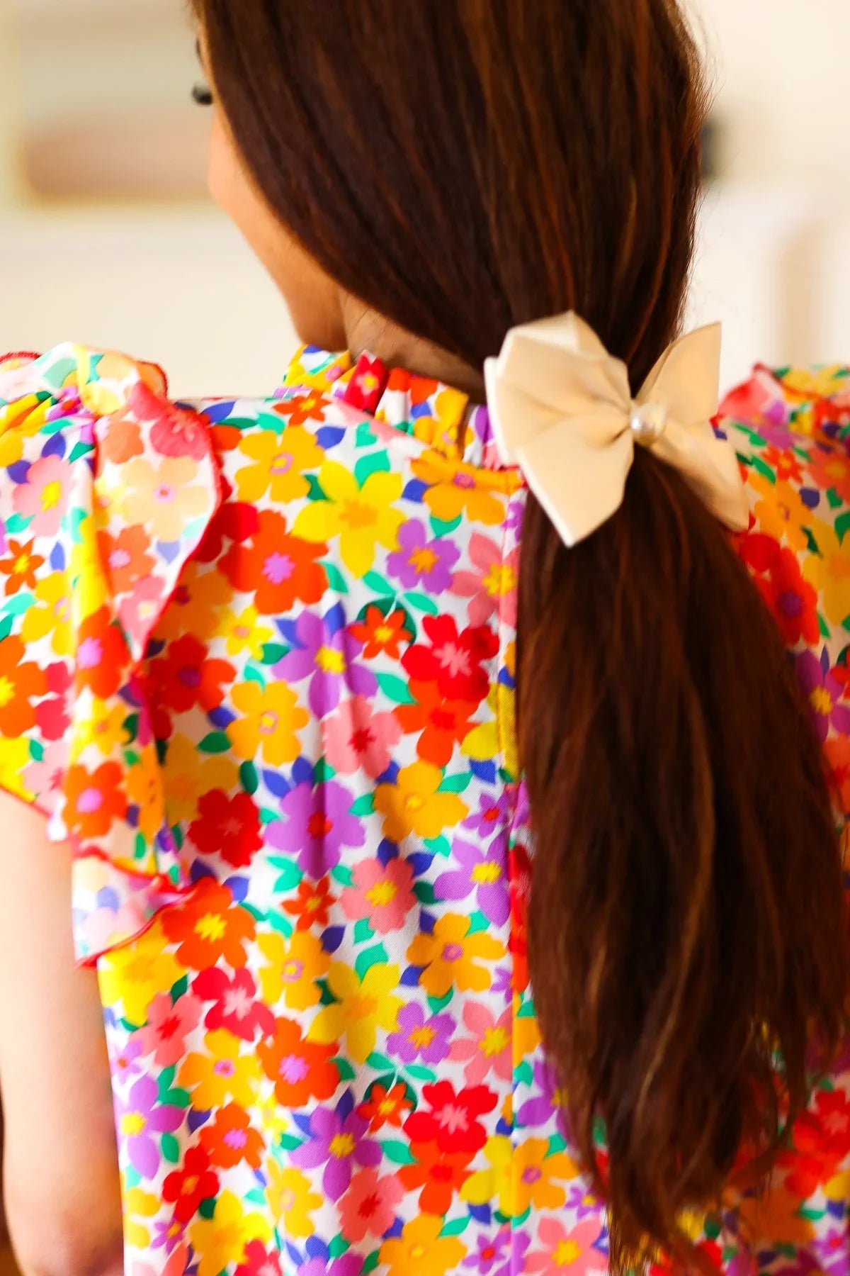 Ivory Satin Pearl Detail Coquette Bow | 2024 Blow-Out Sale Daverri Fashions