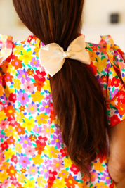 Ivory Satin Pearl Detail Coquette Bow | 2024 Blow-Out Sale Daverri Fashions