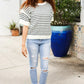 You've Got This Ivory & Black Wavy Stripe Pattern Sweater Top - DAVERRI FASHIONS