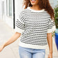 You've Got This Ivory & Black Wavy Stripe Pattern Sweater Top - DAVERRI FASHIONS