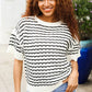 You've Got This Ivory & Black Wavy Stripe Pattern Sweater Top - DAVERRI FASHIONS