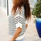 You've Got This Ivory & Black Wavy Stripe Pattern Sweater Top - DAVERRI FASHIONS