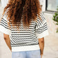 You've Got This Ivory & Black Wavy Stripe Pattern Sweater Top - DAVERRI FASHIONS