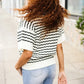 You've Got This Ivory & Black Wavy Stripe Pattern Sweater Top - DAVERRI FASHIONS