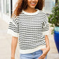You've Got This Ivory & Black Wavy Stripe Pattern Sweater Top - DAVERRI FASHIONS