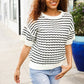 You've Got This Ivory & Black Wavy Stripe Pattern Sweater Top - DAVERRI FASHIONS