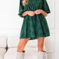 Embroidered Eyelet Pattern 3/4 Puffy Sleeve Swing Mini Dress - DAVERRI FASHIONS