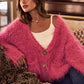 SO ME Soft Touch Hairy Loose Fit Cozy Sweater Cardigan - DAVERRI FASHIONS