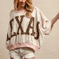 BiBi Leopard Print Texas Patchwork Overlock Stitch Top Tops