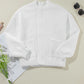 White textured womens baseball collar floral quilted bomber jacket
