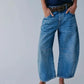 Retro Barrel Jeans with Pockets - DAVERRI FASHIONS
