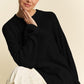 Davi & Dani High-Low Round Neck Drop Shoulder Sweater Sweaters
