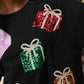 Sequin Gift Box Long Sleeve Sweatshirt - DAVERRI FASHIONS