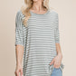 BOMBOM Striped Round Neck T-Shirt
