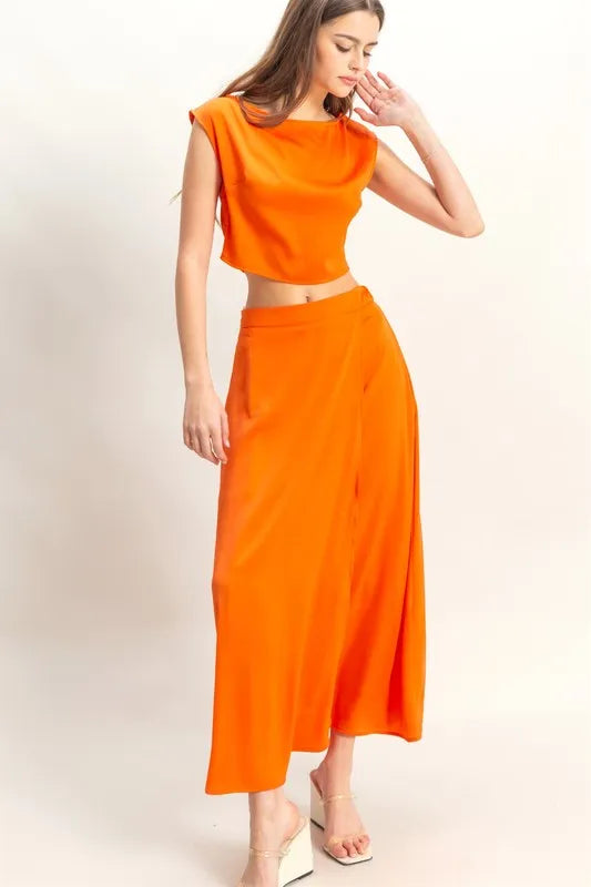 HYFVE Sleeveless Top and Maxi Skirt Set ORANGE Outfit Sets