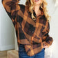 Rock'n Plaid Camel & Charcoal Button Down Oversized Shirt - DAVERRI FASHIONS