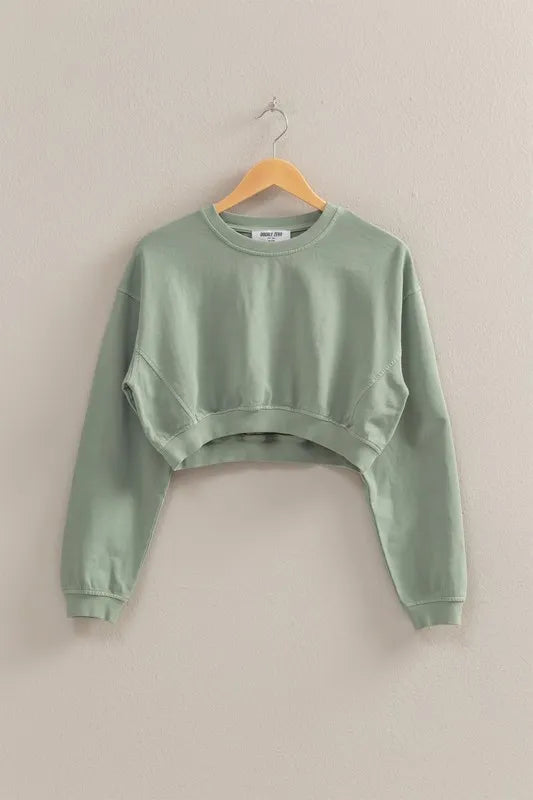 HYFVE Crew Neck Long Sleeve Crop Sweatshirt