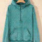 Teal women’s half-zip kangaroo pocket mineral wash baggy hoodie