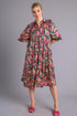 Umgee Full Size Paisley Print Satin Tiered Midi Dress Plus Size TEALGREEN Mid Dresses