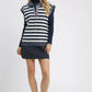 Umgee Cable Knit Collared Striped Vest Sweater - DAVERRI FASHIONS