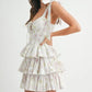 MABLE Floral Print Shoulder Tie Layered Mini Dress