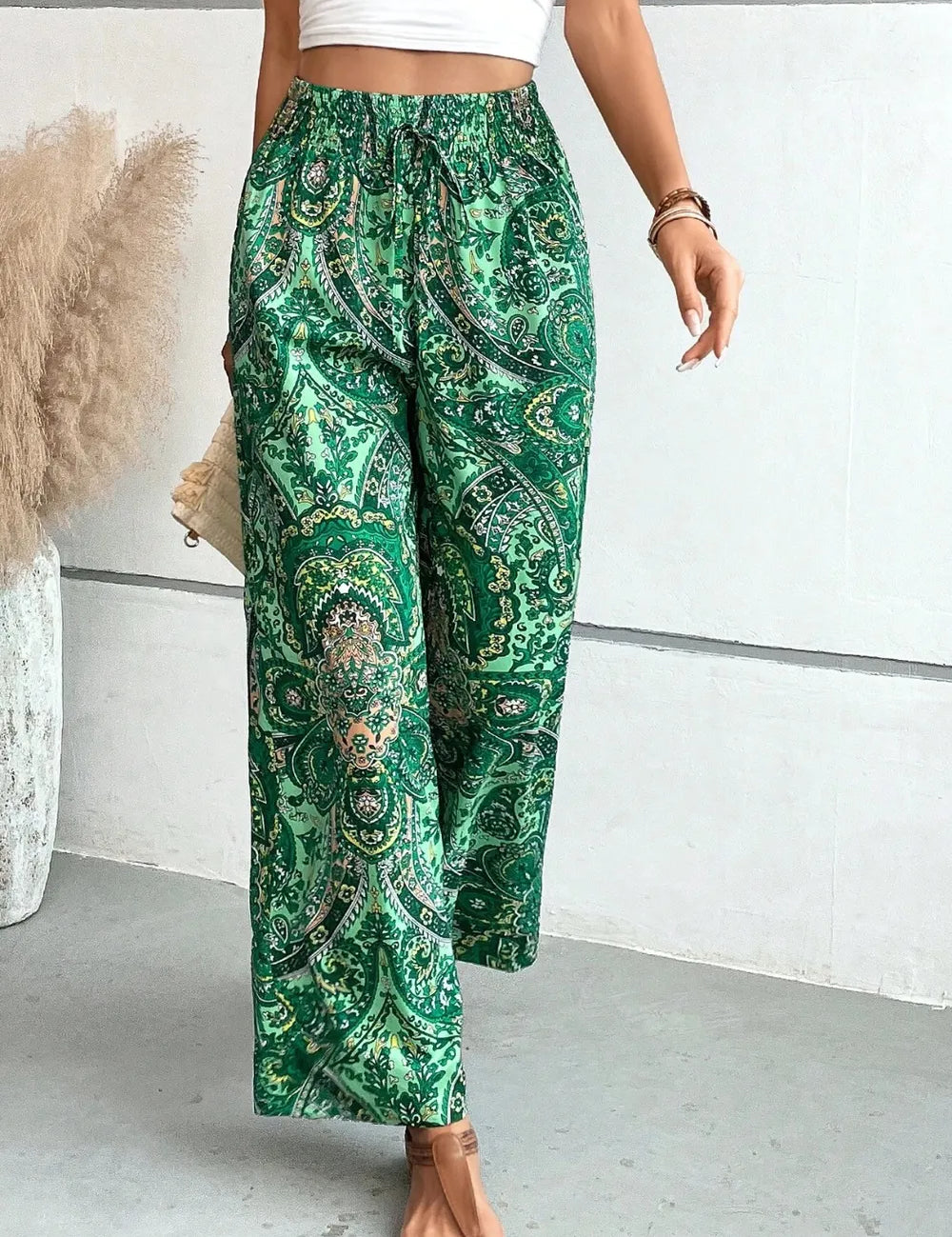 Printed Wide Leg Pants | Pants Daverri Fashions