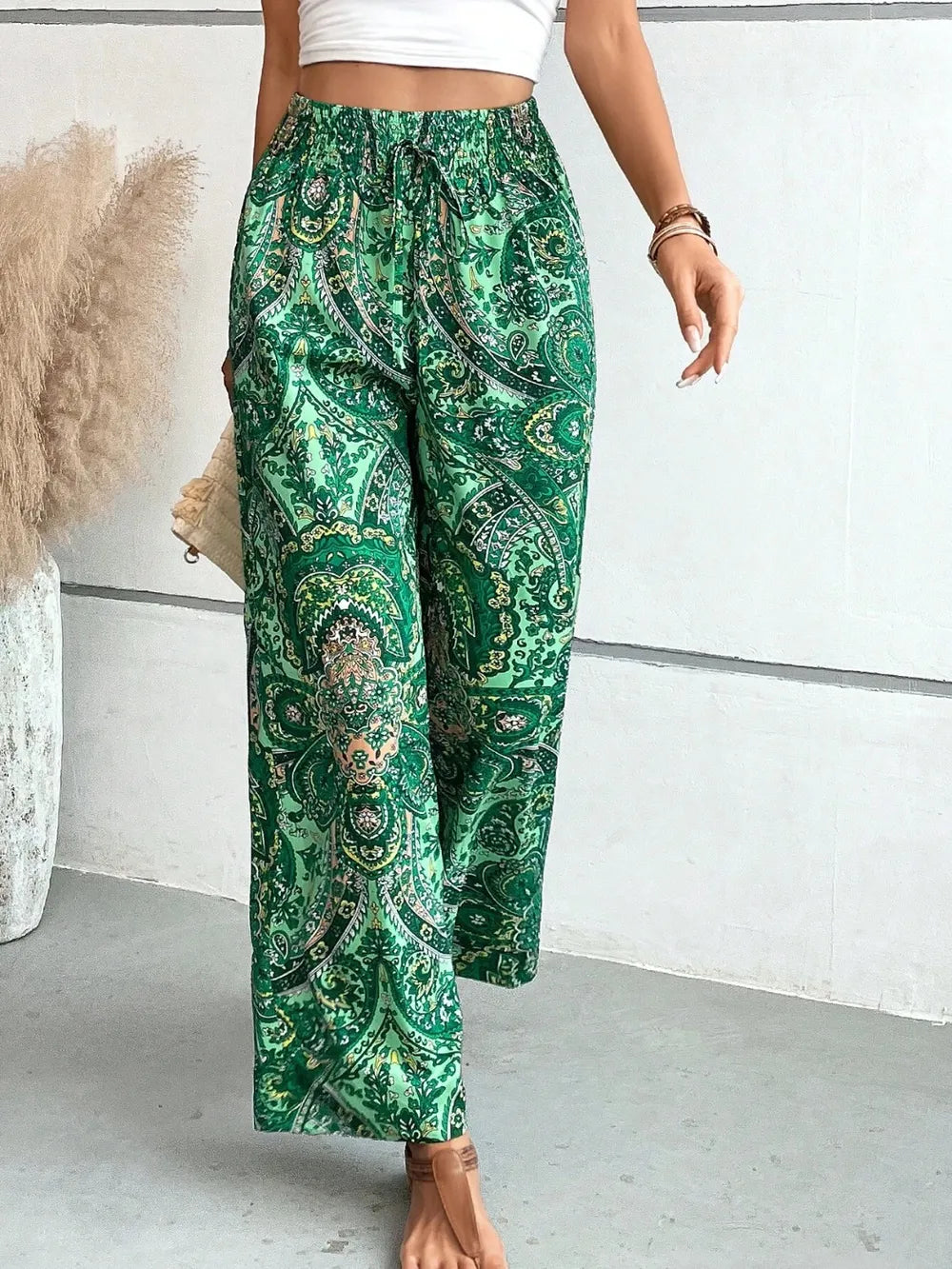 Printed Wide Leg Pants | Pants Daverri Fashions