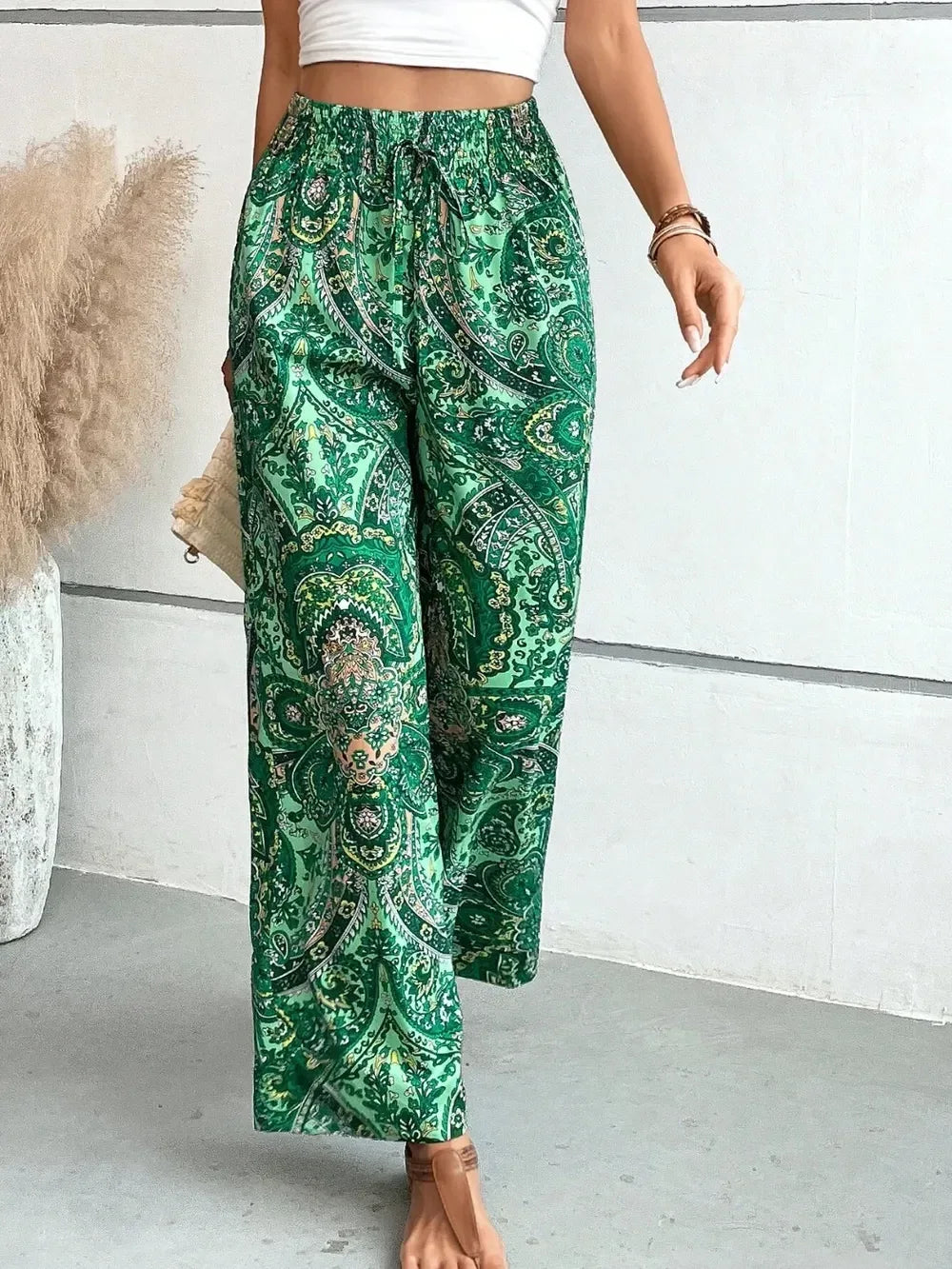 Printed Wide Leg Pants - DAVERRI FASHIONS