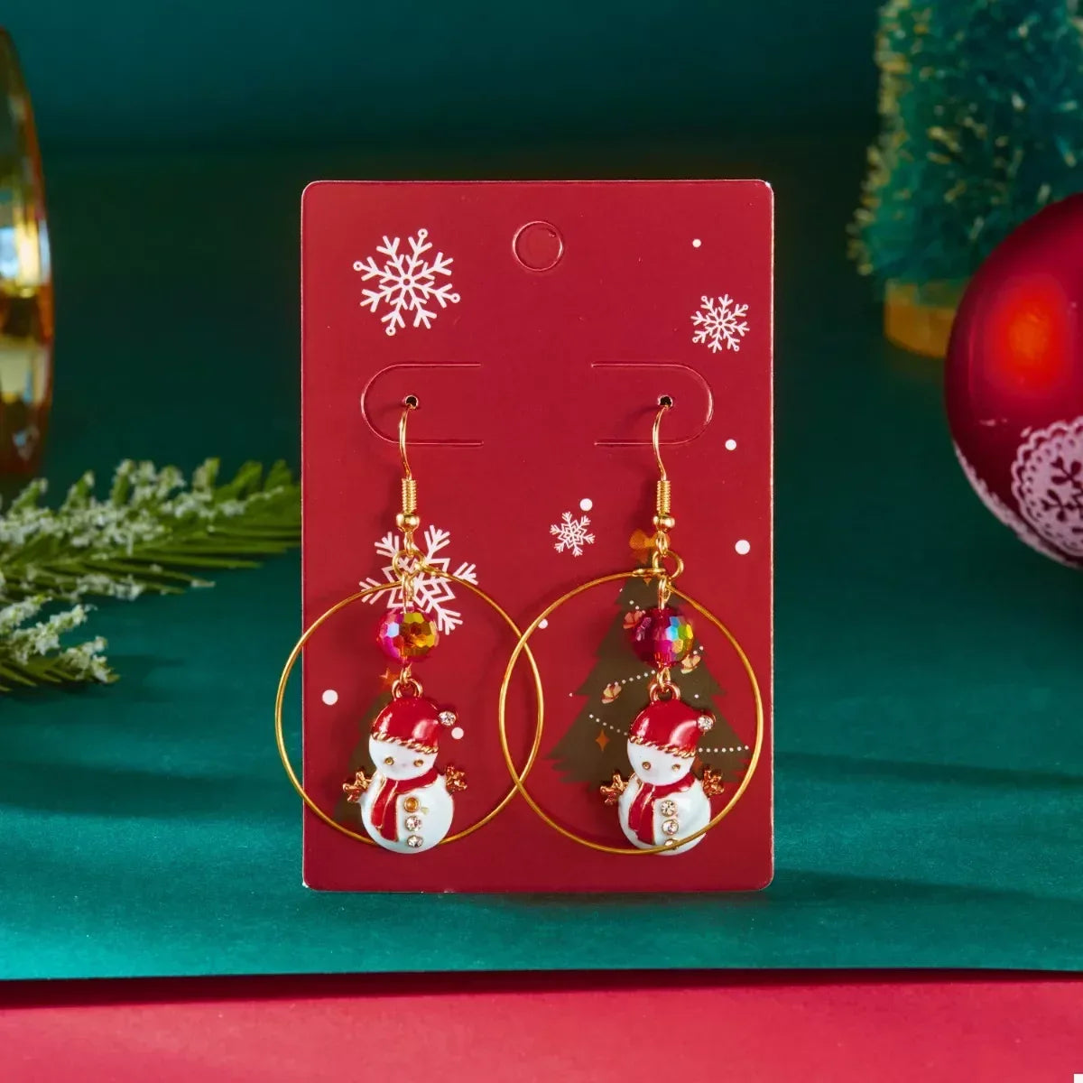 18K Gold-Plated Snowman Christmas Holiday Earrings - DAVERRI FASHIONS