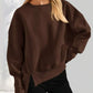 Slit Round Neck Dropped Shoulder Sweatshirt - DAVERRI FASHIONS