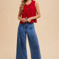 Annie Wear Metal Button Detail Crop Sweater Vest