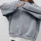 Round Neck Dropped Shoulder Long Sleeve Sweatshirt - DAVERRI FASHIONS