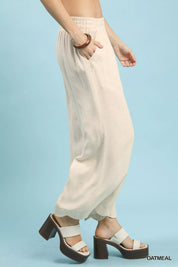 Umgee Linen Blend Scallop Hem Wide Leg Pants | Pants Daverri Fashions